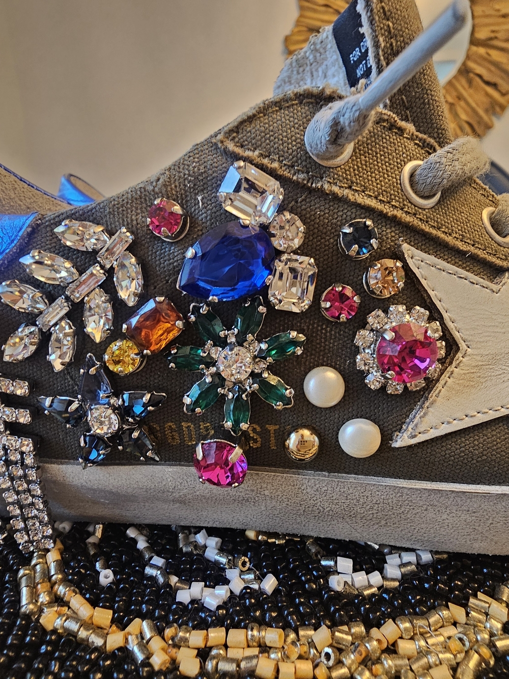 Golden Goose Superstar Canvas Crystal Charm Sneakers💎 - Picture 8 of 12
